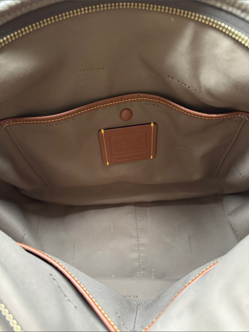 Coach Pebbled Leather Shoulder Bag in Taupe with Gold Hardware - Picture 6 of 13